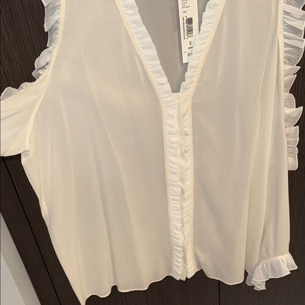 Alice + Olivia Cream Cold Shoulder Blouse - Picture 12 of 16
